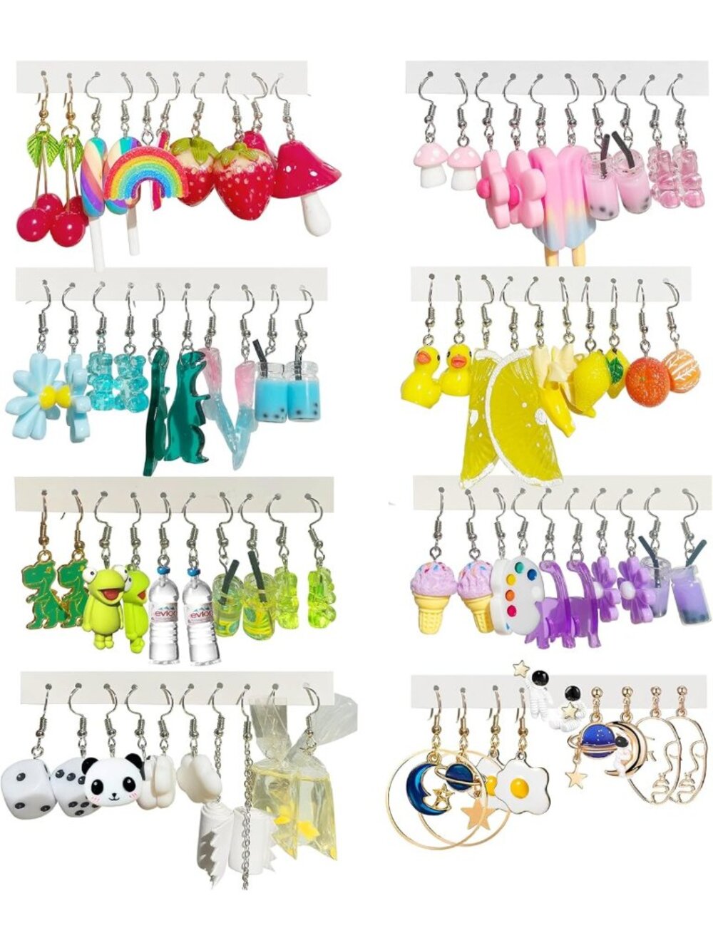 Cute & Funny Drop Dangle Earrings - Gummy Bear, Duck, Mushroom, Fruit, Flowers
